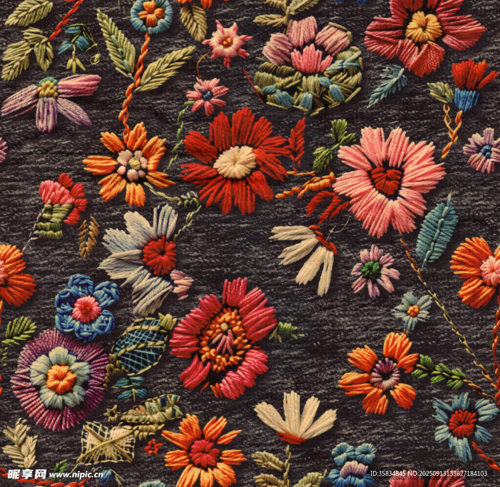 刺繡 花卉
