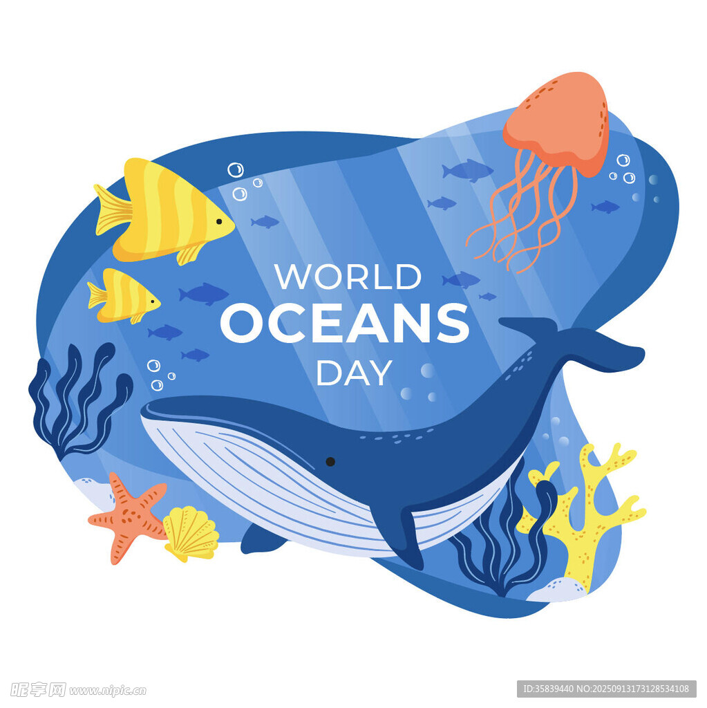 世界海洋日海洋元素插畫