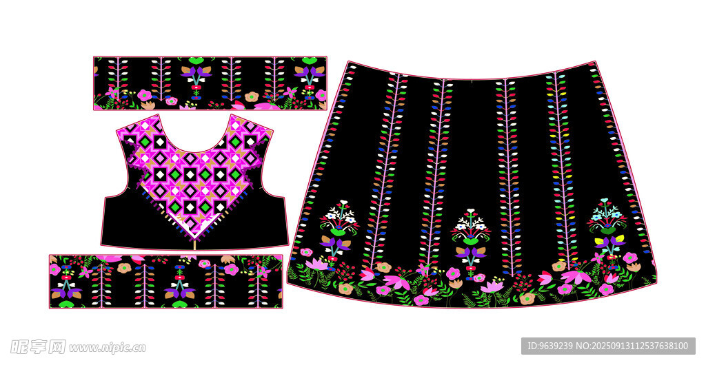 民族風(fēng)刺繡服飾套裝