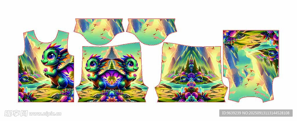 多彩幾何圖案服裝印花設計