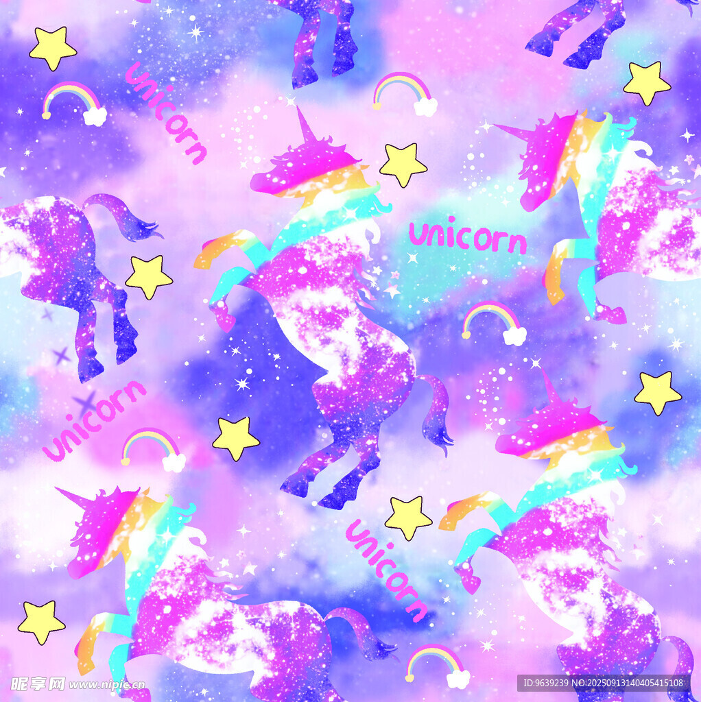 夢幻獨角獸星空圖案