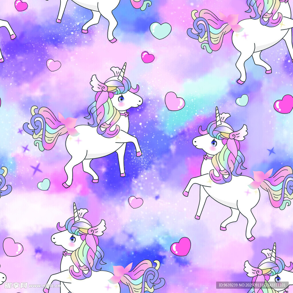 夢幻獨角獸圖案背景