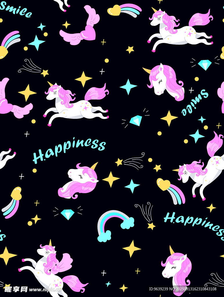 夢幻獨角獸星空圖案背景