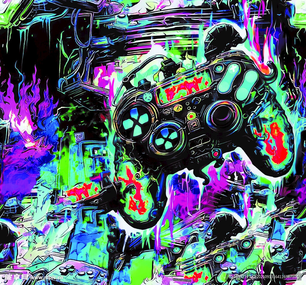 炫彩游戲手柄奇幻視覺畫面