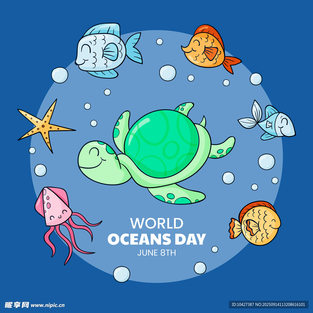 世界海洋日海洋生物插畫