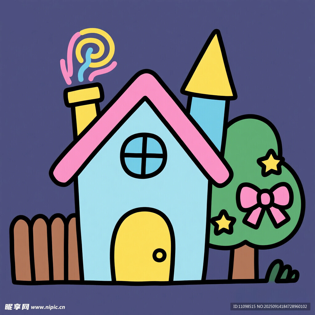 可愛卡通小屋插畫