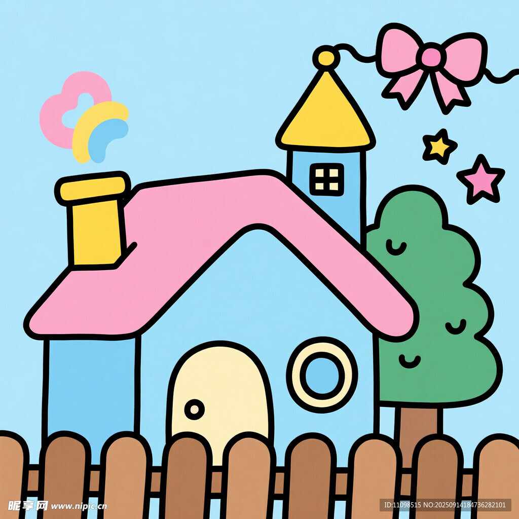 可愛卡通小屋插畫