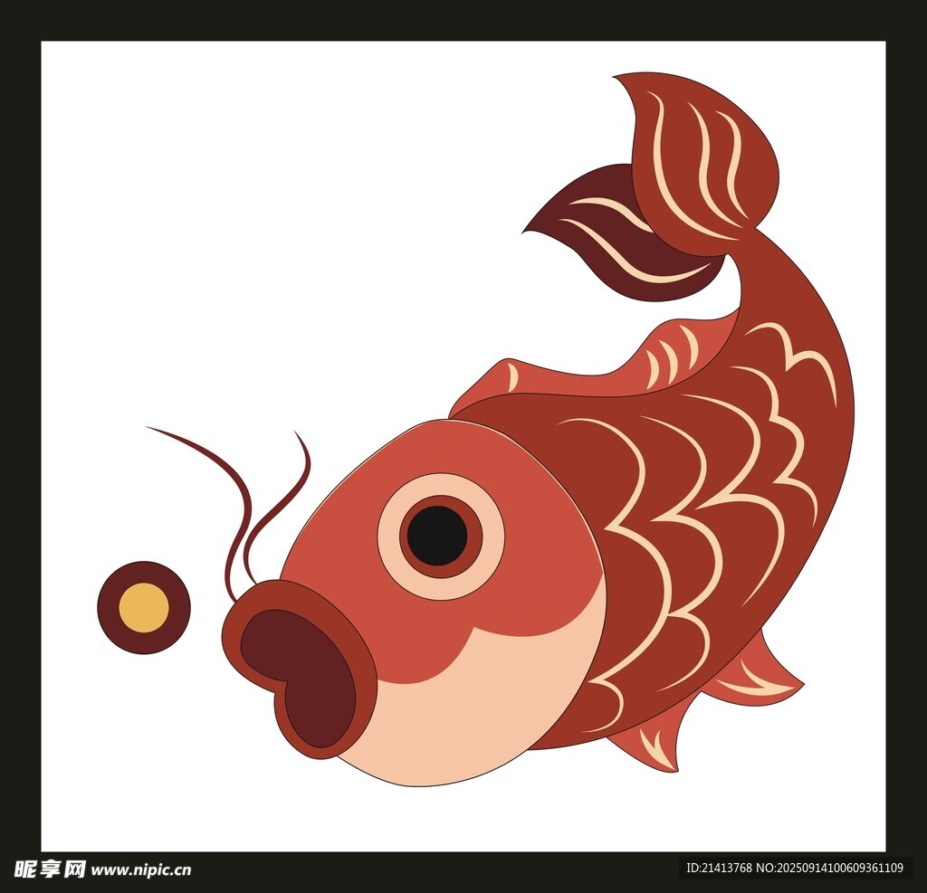 卡通紅鯉魚(yú)與銅錢