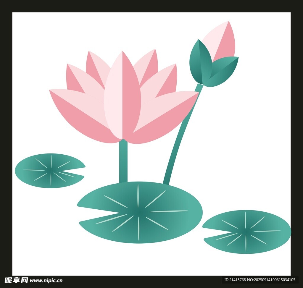 簡(jiǎn)約風(fēng)粉色荷花插畫(huà)