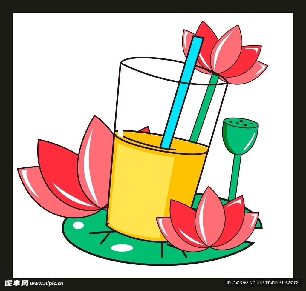 荷花旁的果汁飲品