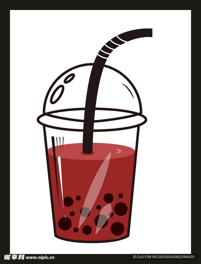 卡通風(fēng)格珍珠奶茶插畫