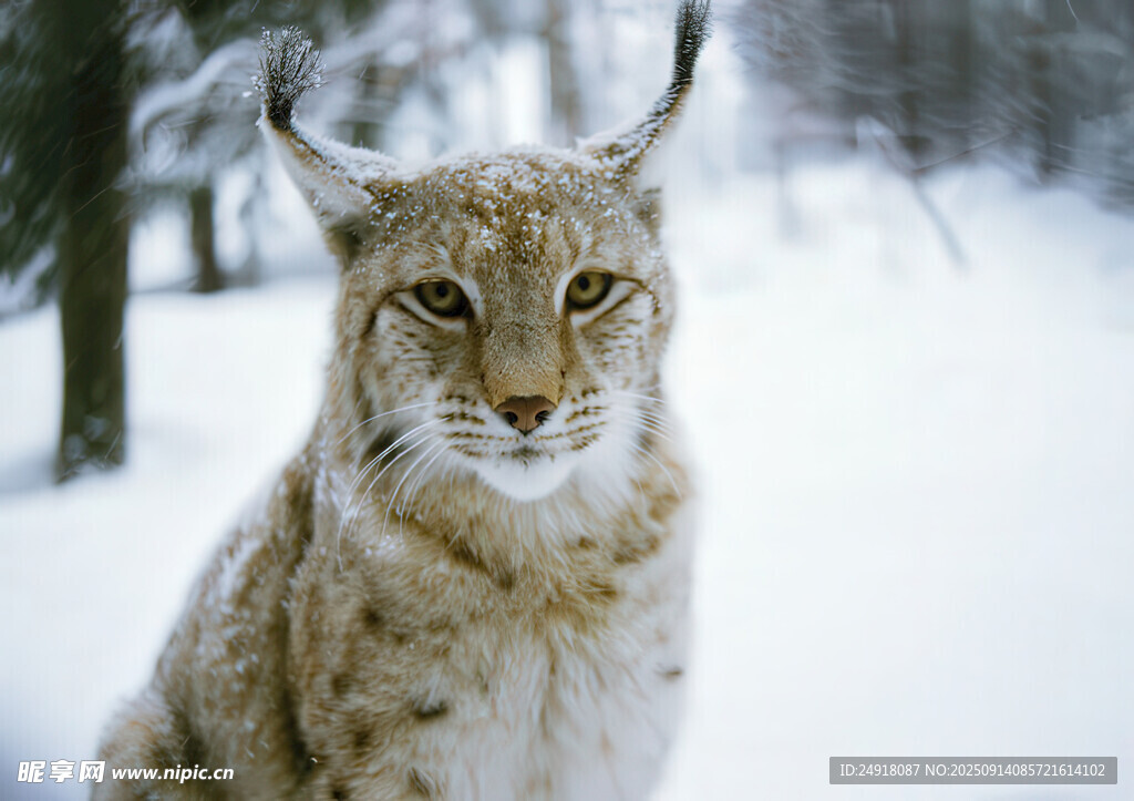 雪地中的猞猁