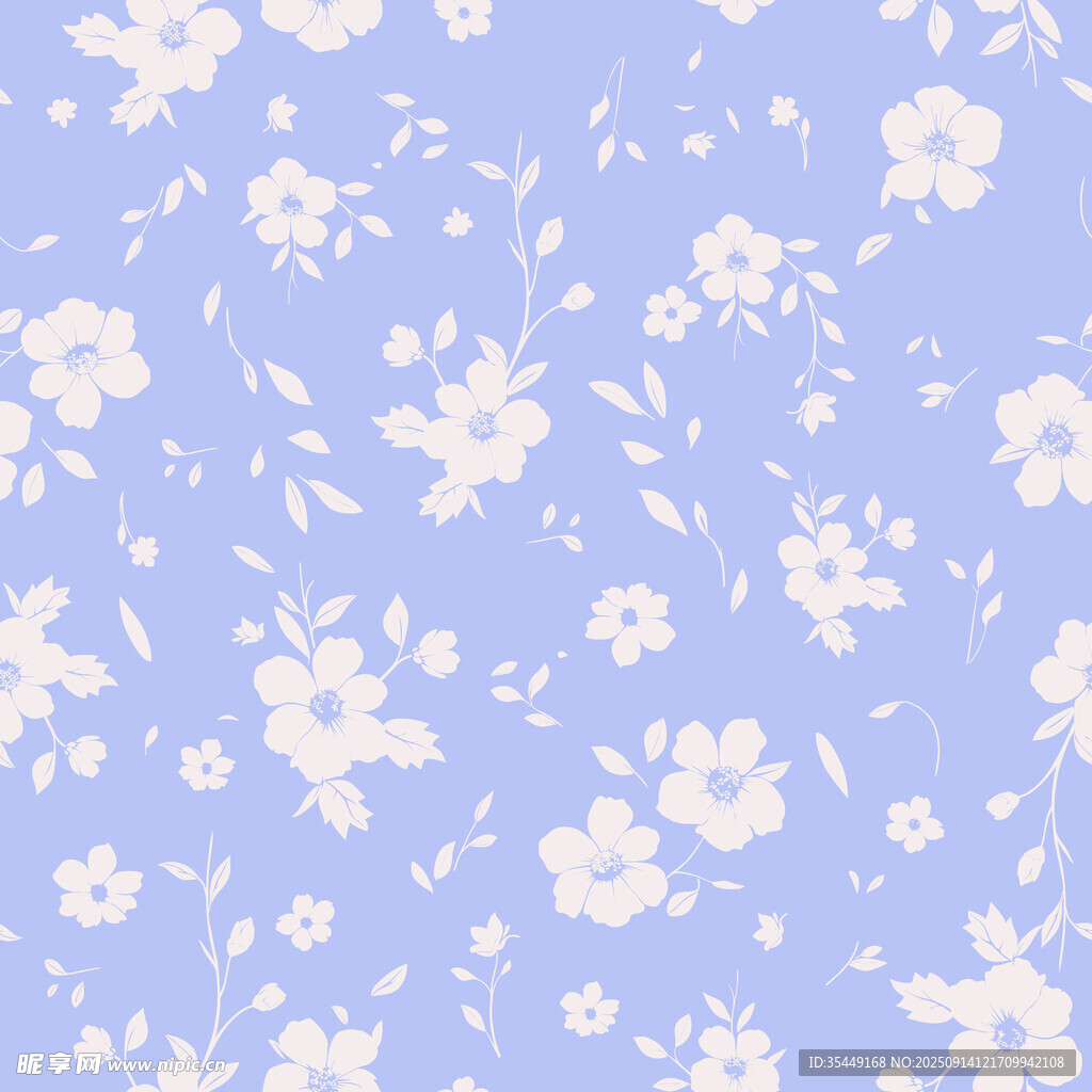淡藍(lán)底小白花清新花卉圖案
