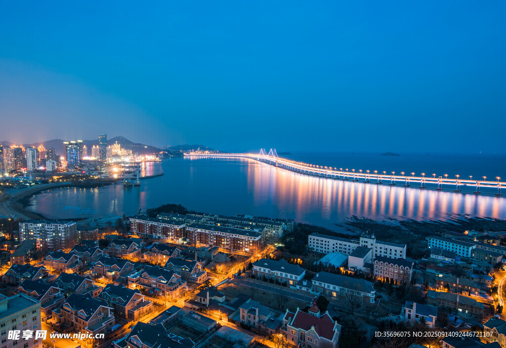 夜幕下的城市與跨海大橋