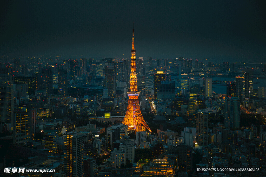 東京塔夜景俯瞰城市風(fēng)光