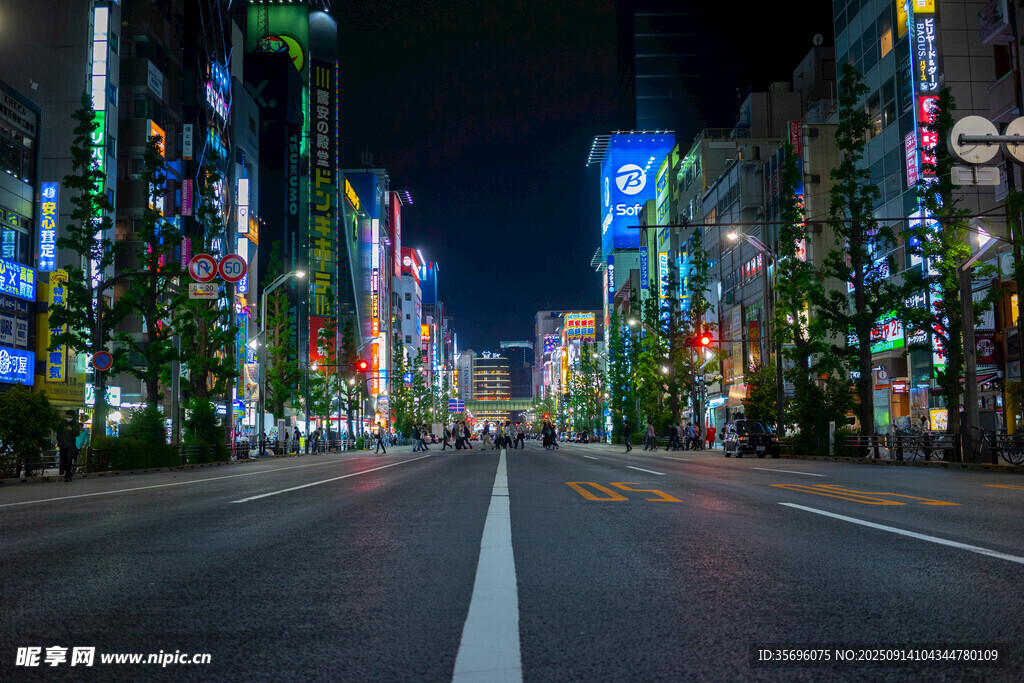 都市夜晚繁華街道景象