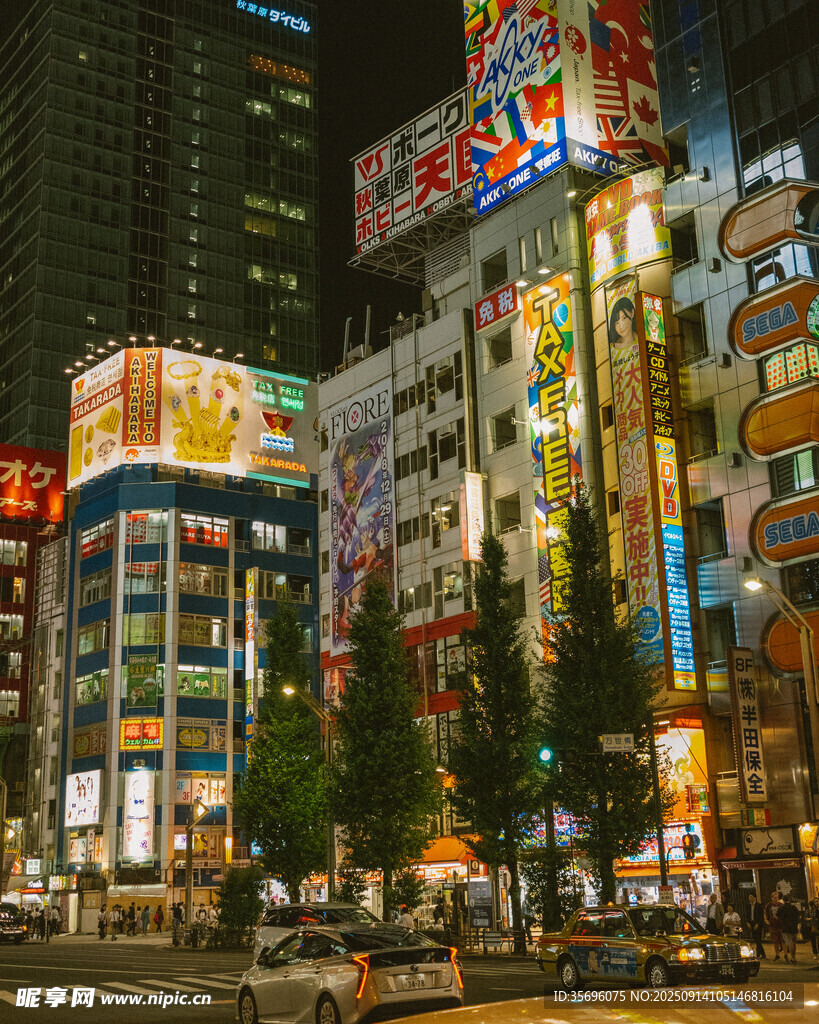 繁華都市夜景霓虹閃爍