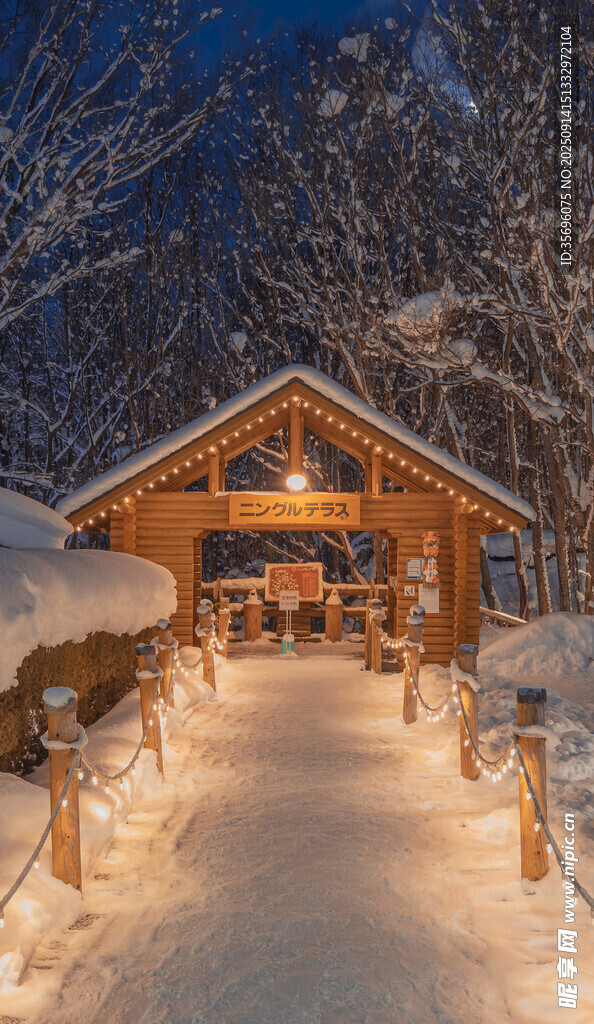 雪夜中的溫馨木屋