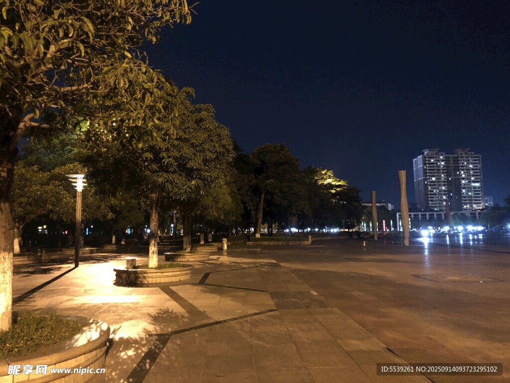 夜晚城市街道靜謐景象