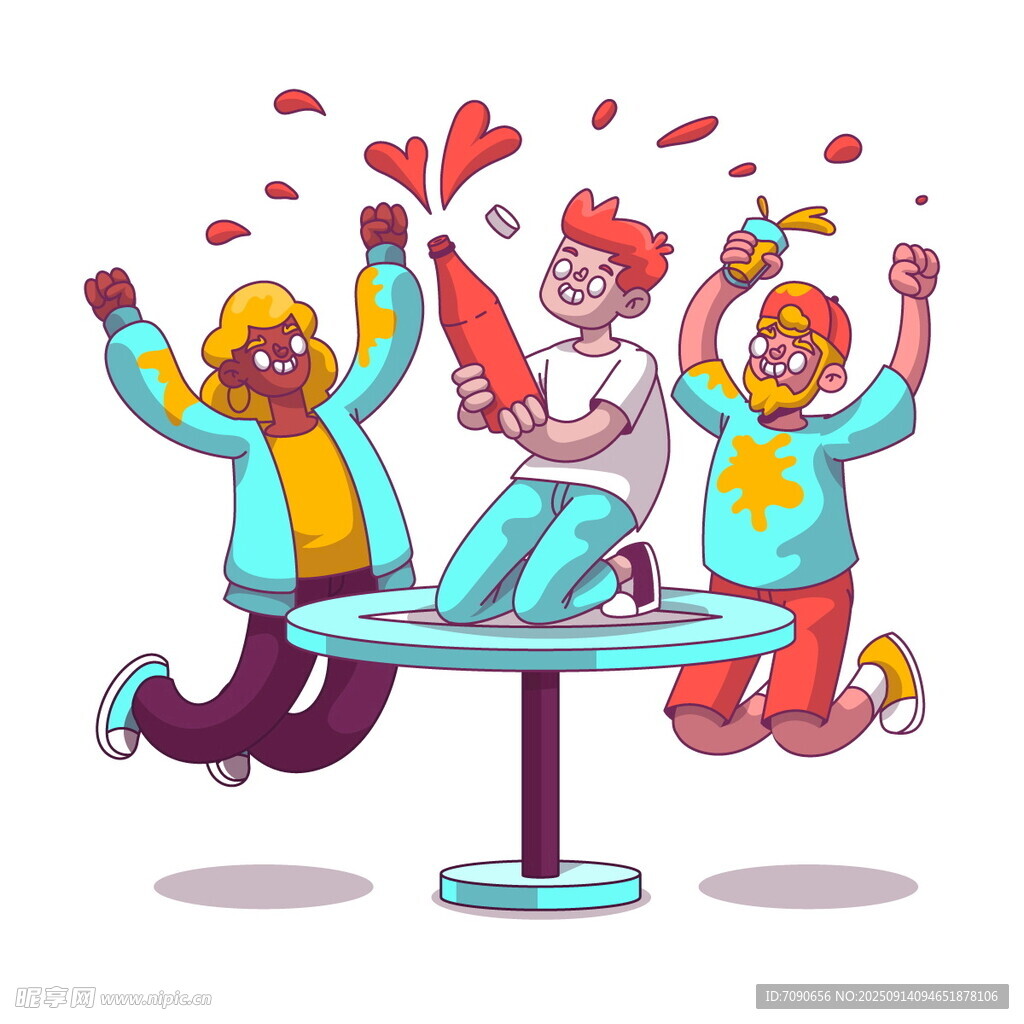 三人圍桌歡樂慶祝時刻