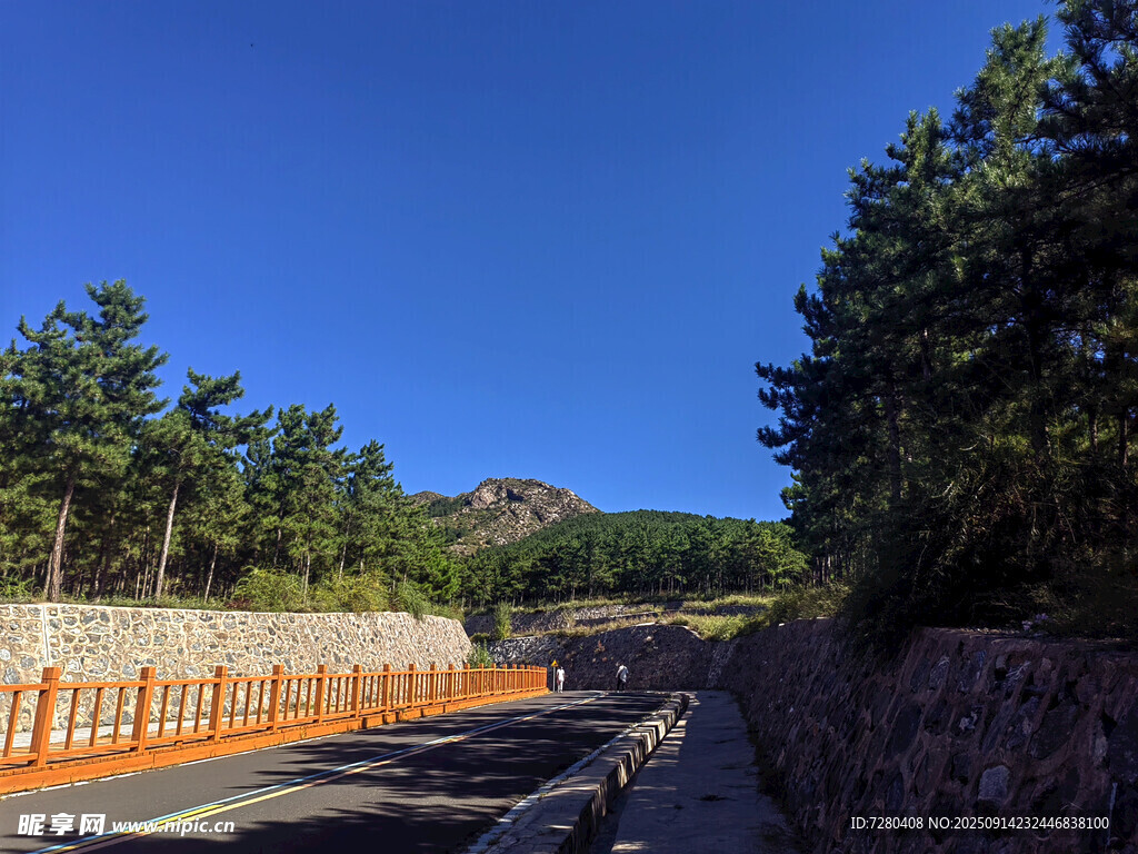 山間公路旁的橙色隔離設施