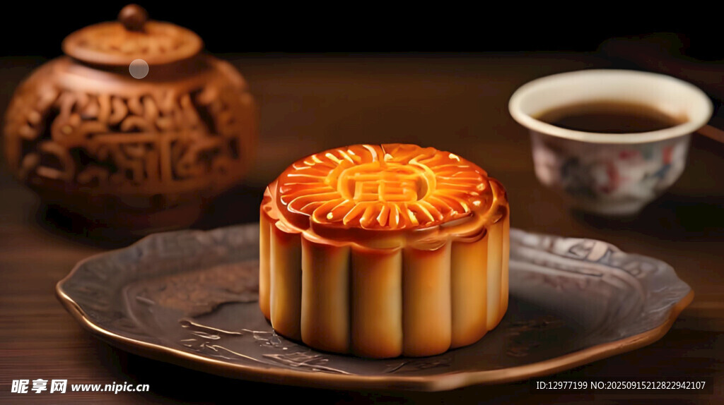 傳統(tǒng)美味月餅 古韻茶具相伴