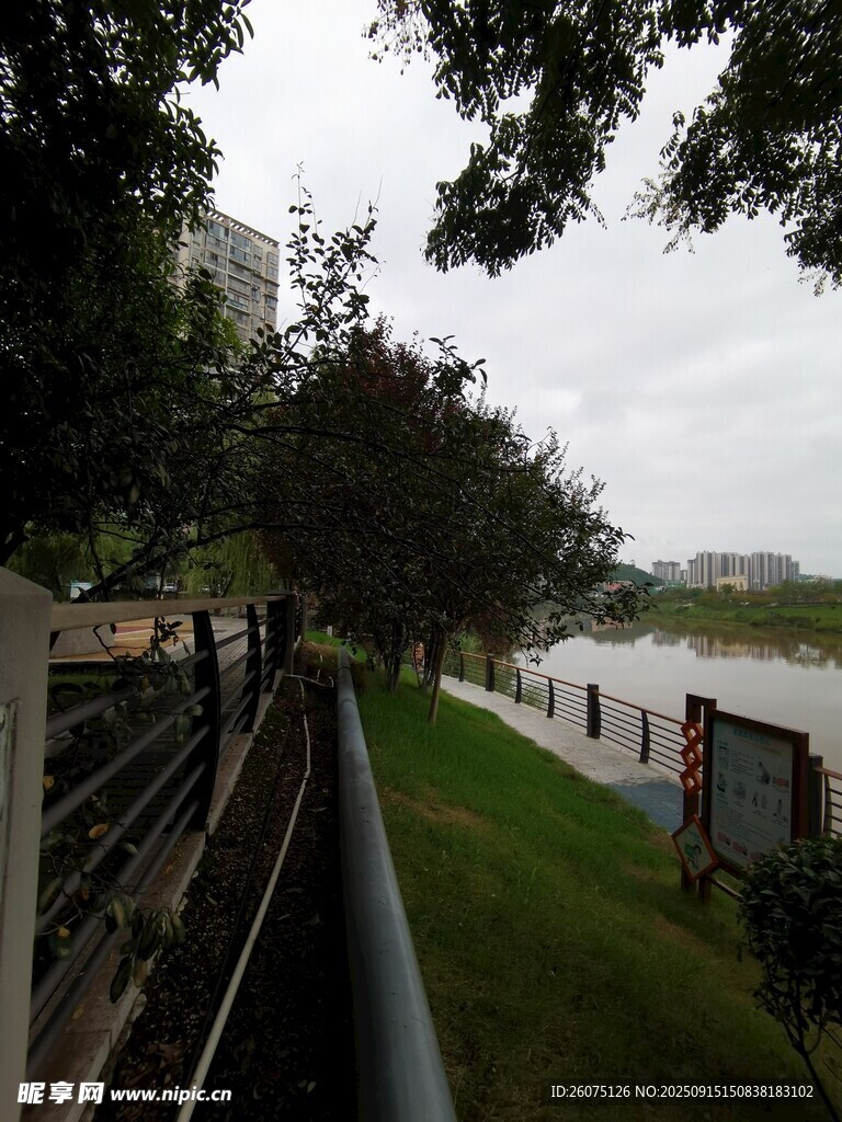 河畔綠植環(huán)繞的觀景步道