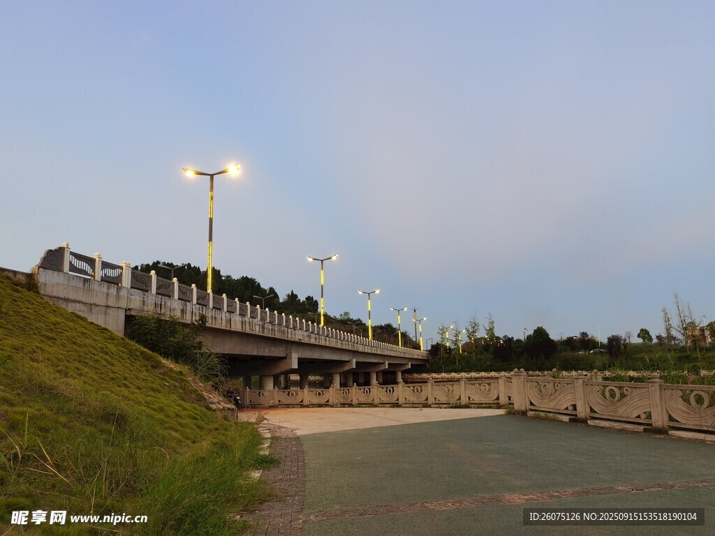 河畔橋梁夜景