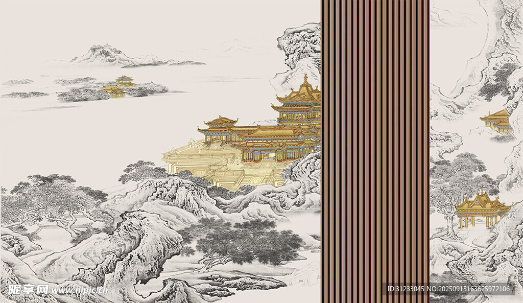 亭臺閣樓背景