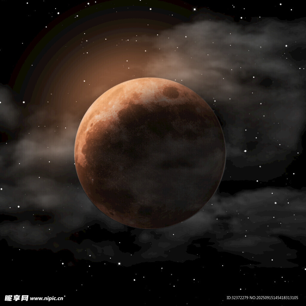 神秘火星在浩瀚星空之中