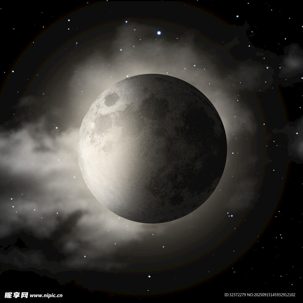 夜空中的神秘朦朧月亮