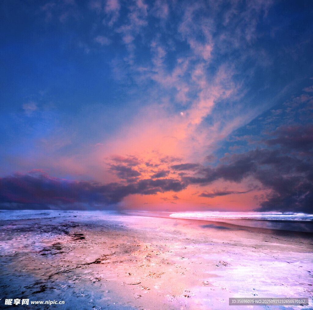 海邊絢麗日落美景