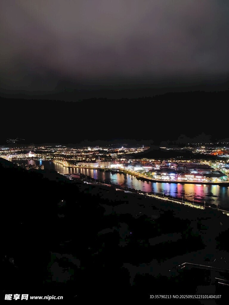 夜幕下的城市璀璨燈火