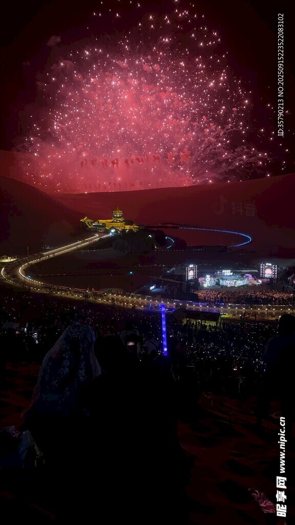 夜空中絢爛的城市煙花秀