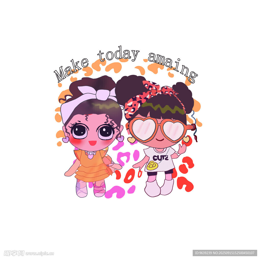 可愛卡通女孩插畫形象