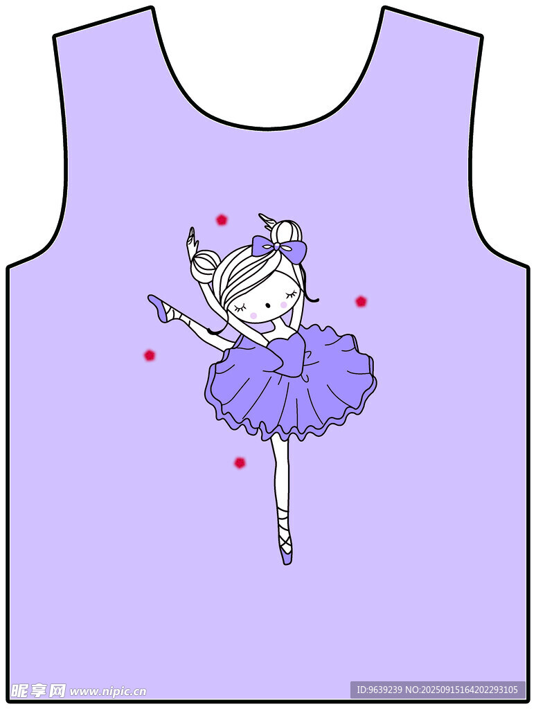 紫色芭蕾女孩背心圖案
