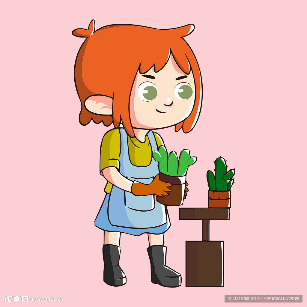 女孩綠植