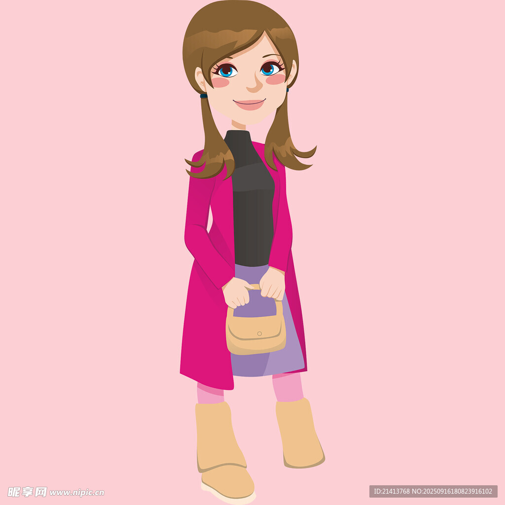 卡通女孩粉色外套