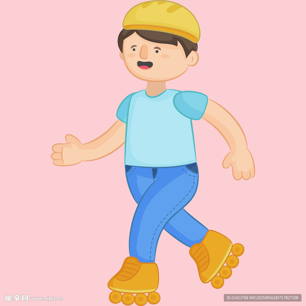 男孩滑旱冰