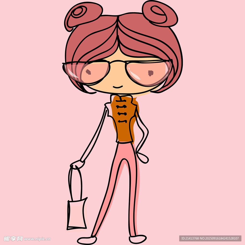 時尚卷發(fā)女孩手提包造型