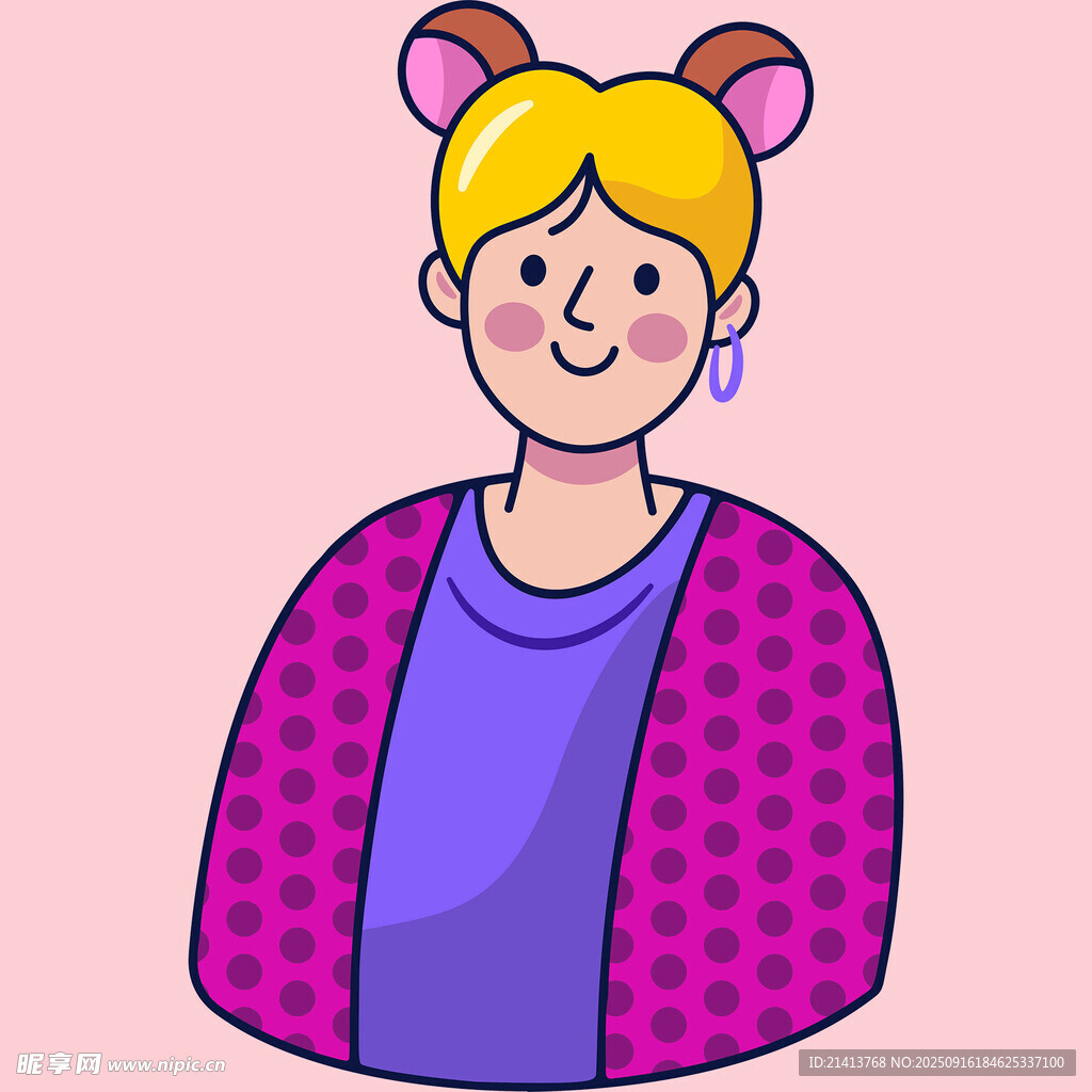 扎雙丸子頭的可愛女孩