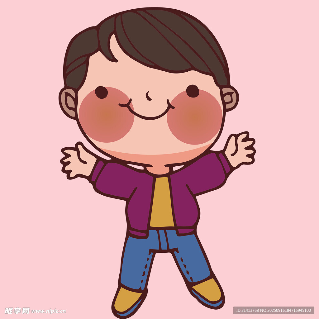 開心小男孩張開雙臂