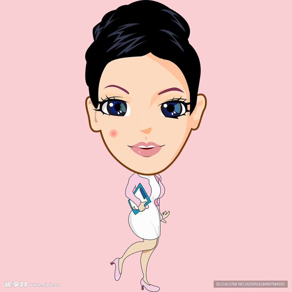 卡通風(fēng)格的優(yōu)雅女性形象