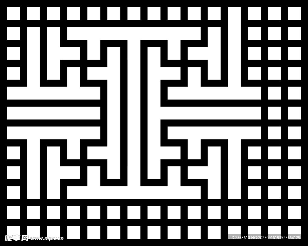黑白幾何迷宮圖