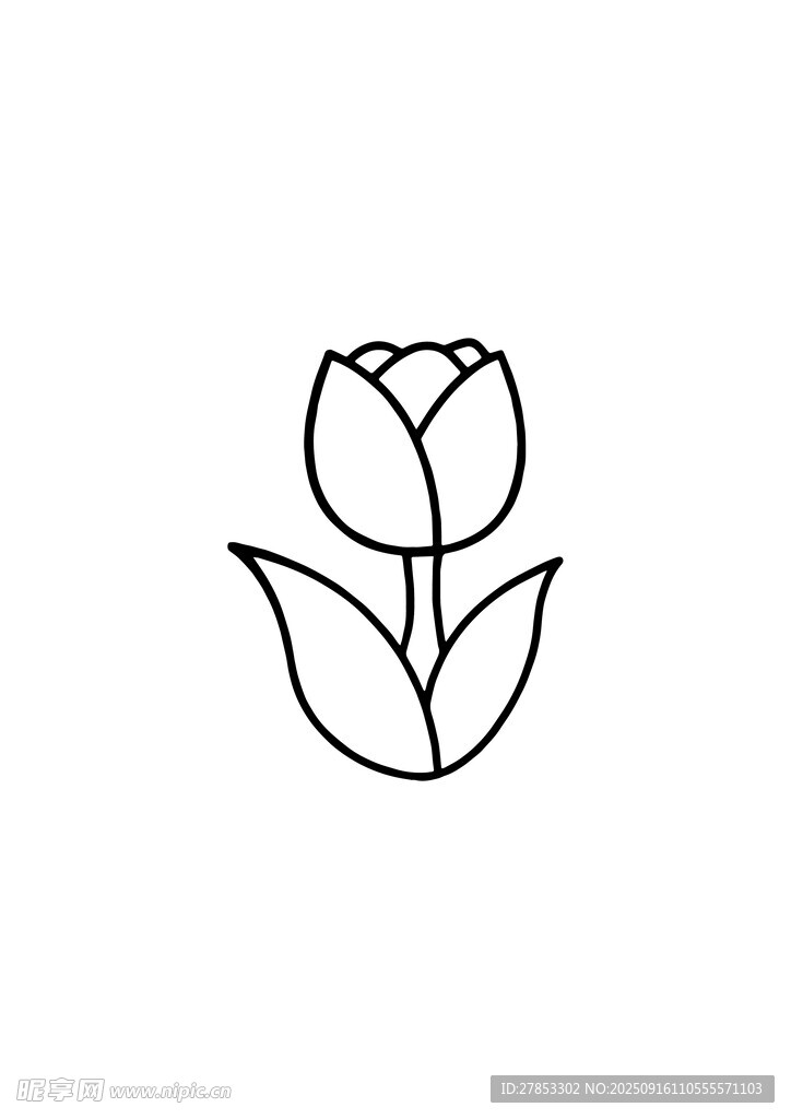 簡約線條郁金香圖案