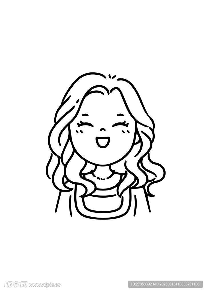 卷發(fā)女孩可愛表情