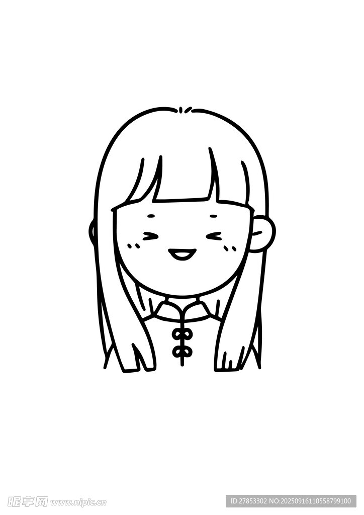 可愛雙馬尾女孩簡筆畫