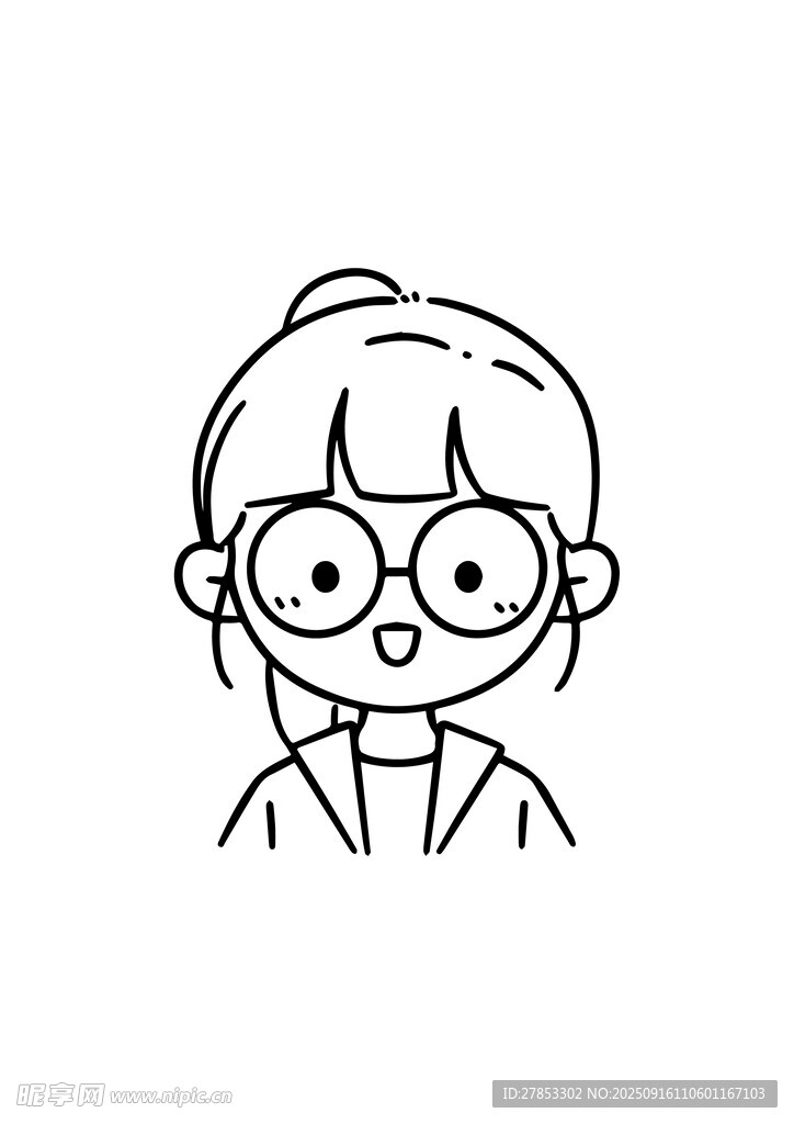 戴眼鏡的卡通小女孩
