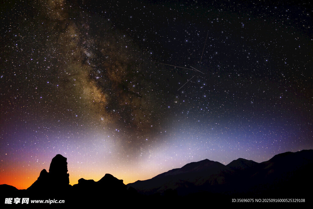 星空下的壯美山巒景觀