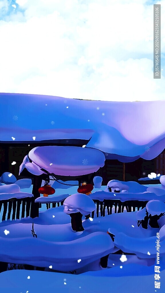 雪覆城市夜景